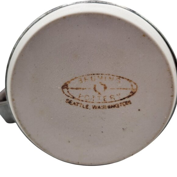 Bruning Pottery Studio Pottery Pitcher Blue Silver Gradient Glaze Ceramic - Picture 6 of 8